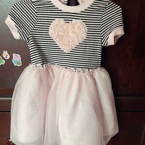 Pippa & Julie Striped Dress with Pink Heart